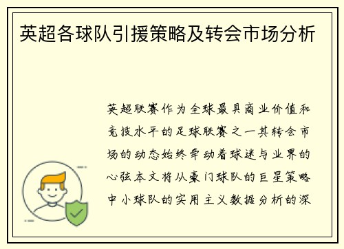 英超各球队引援策略及转会市场分析